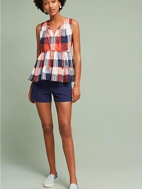 Anthropologie Skirted Gingham Top.